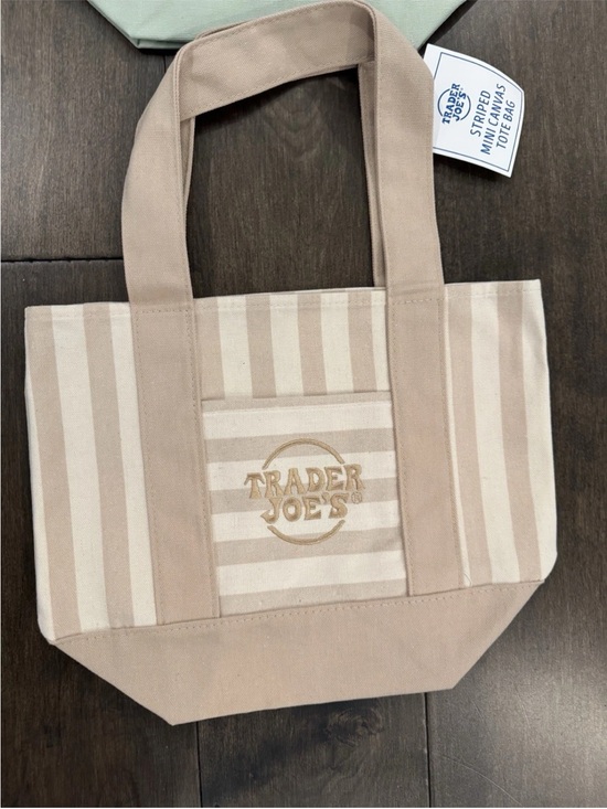 Trader Joe'S Handbags - Trader Joe's Beige & Cream Striped Canvas mini Tote bag